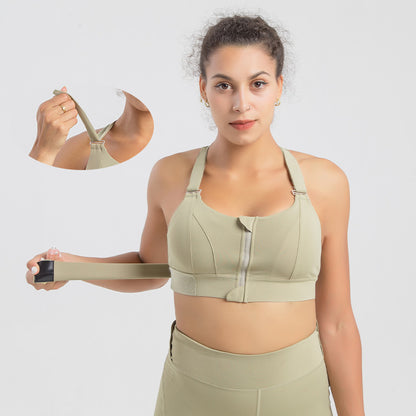 Adjustable Front Zip Yoga Bra for Women